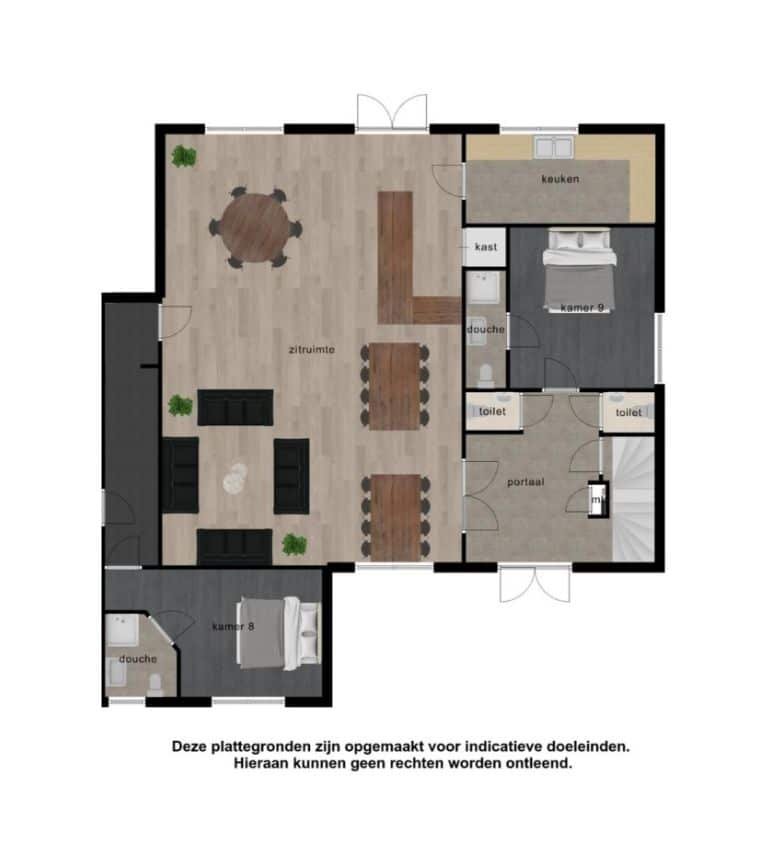 groepsaccommodatie-nijmegen-berg-en-dal-20-22-personen-9-slaapkamers-plattegrond1 Plattegrond begane grond, Groepsaccommodatie Eversbosch 2