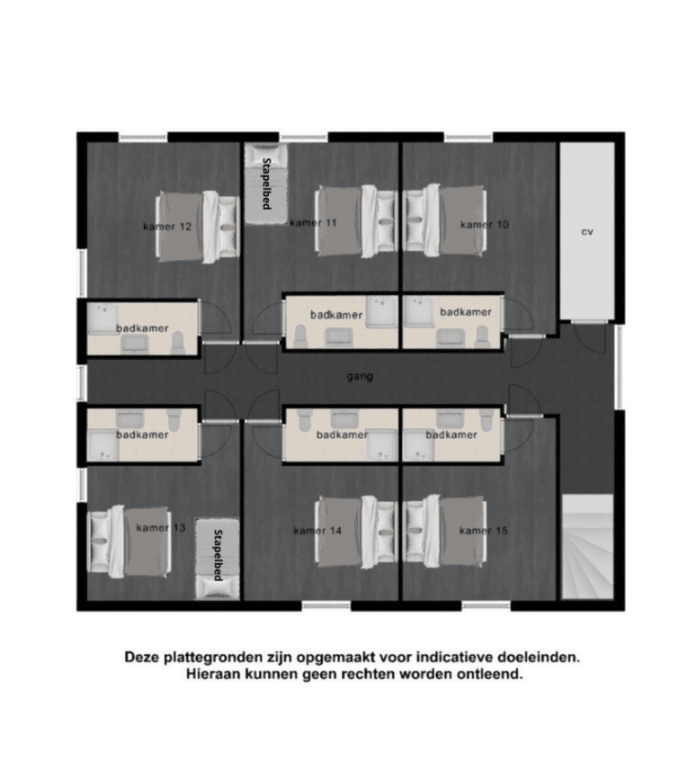 groepsaccommodatie-nijmegen-berg-en-dal-20-22-personen-9-slaapkamers-plattegrond2 Plattegrond 1e verdieping, Groepsaccommodatie Eversbosch 2