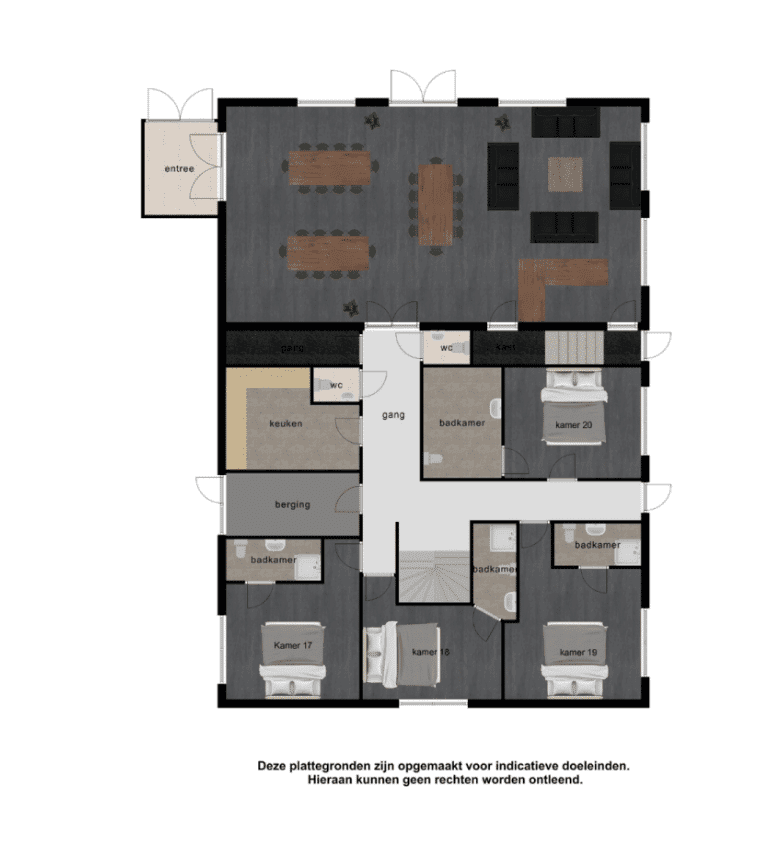 groepsaccommodatie-nijmegen-berg-en-dal-26-personen-10-slaapkamers-plattegrond1 Plattegrond begane grond, Groepsaccommodatie Eversbosch 3