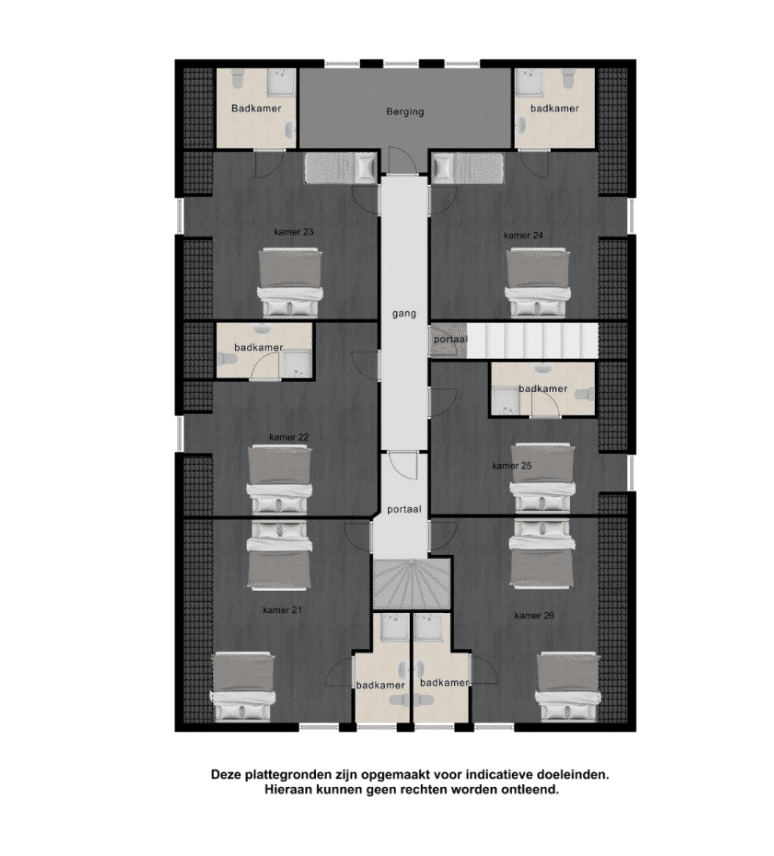 groepsaccommodatie-nijmegen-berg-en-dal-26-personen-10-slaapkamers-plattegrond2 Plattegrond 1e verdieping, Groepsaccommodatie Eversbosch 3